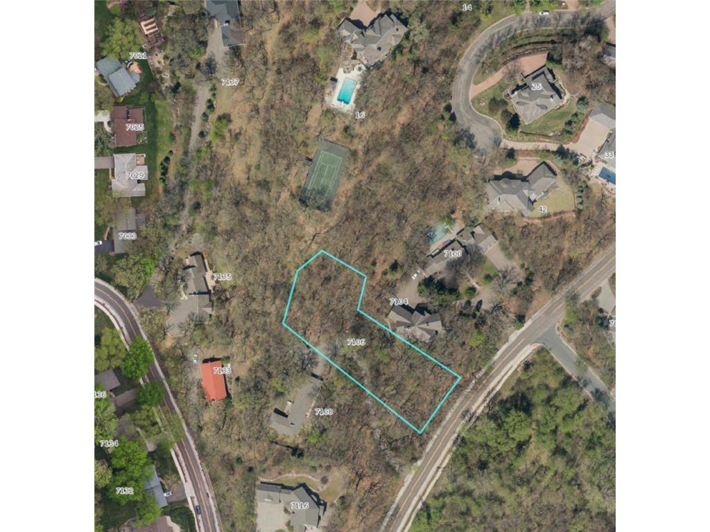 Aerial of Lot lines for 7106 Valley View