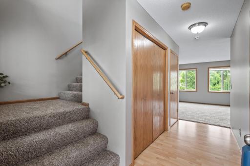 Enter into the foyer and you’ll see the 1/2 bath to your right and large closet to your left.