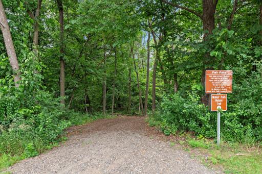 Wooded walking trail just down the street.