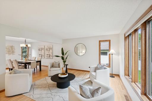 Guests can gather for animated conversations in the spacious living room.