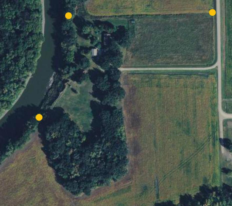 Yellow property stakes are visiable on the property
