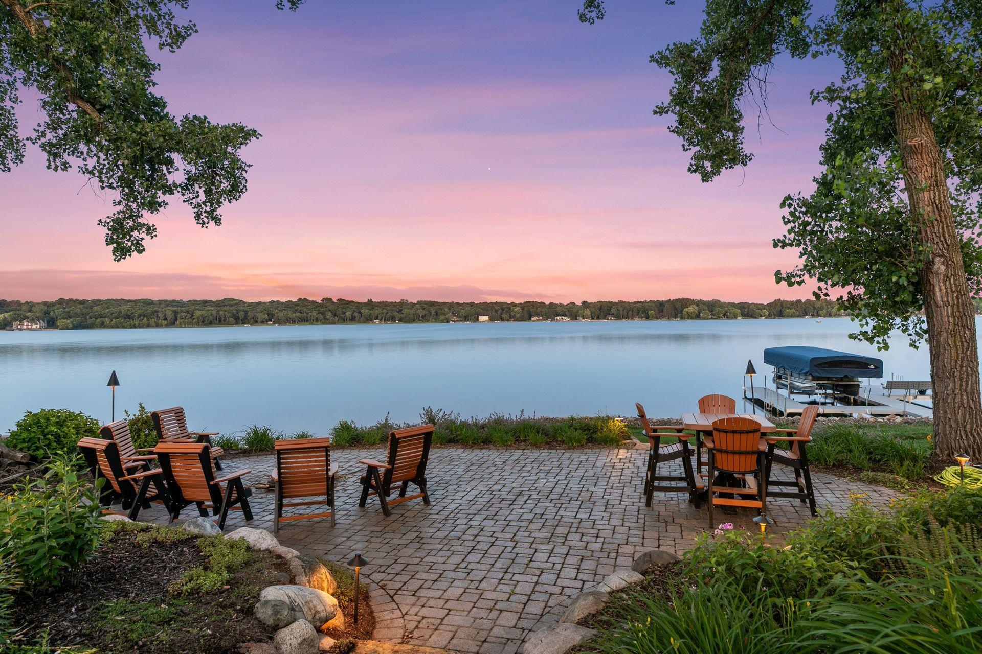 Lake paver patio
