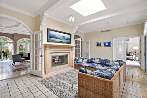 Main floor sitting room with access to the deck