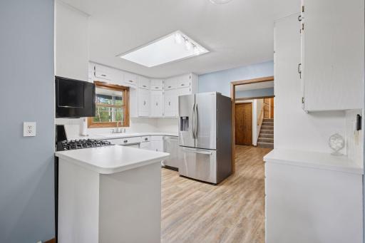 From this view you can see the skylight adding extra natural light to the room.