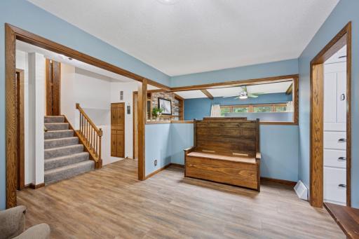 This view overlooks the stairway and livingroom.