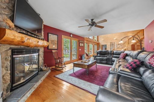 Living area w/gas fireplace w/handmade mantel