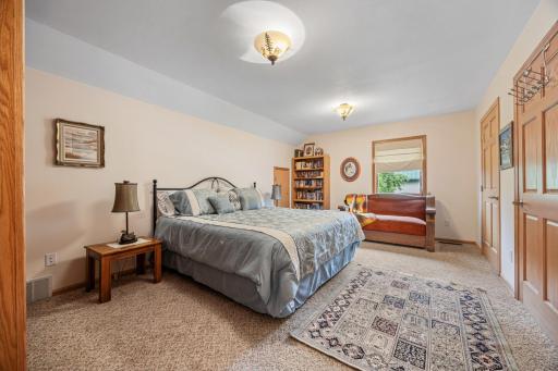 Upper level - spacious bedroom w/built-in bookcase
