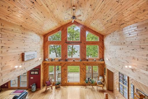 View from the upper level - showcasing the main level & lakeside views