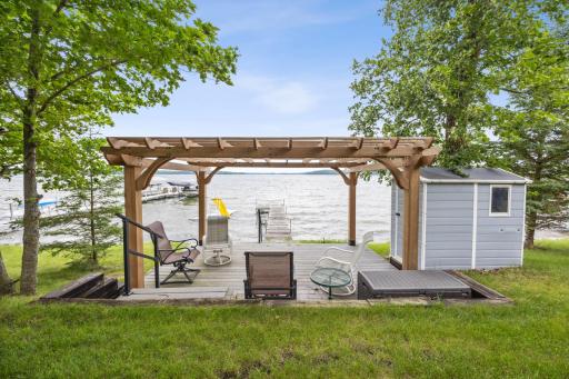 Lakeside pergola with great seating area