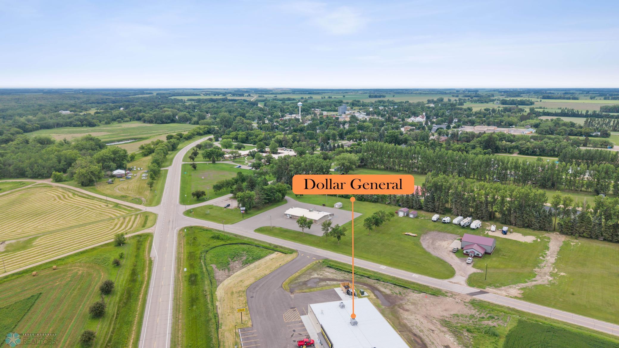 Views to Sanford Health Clinic, Dollar General and Twin Valley Liquor Store