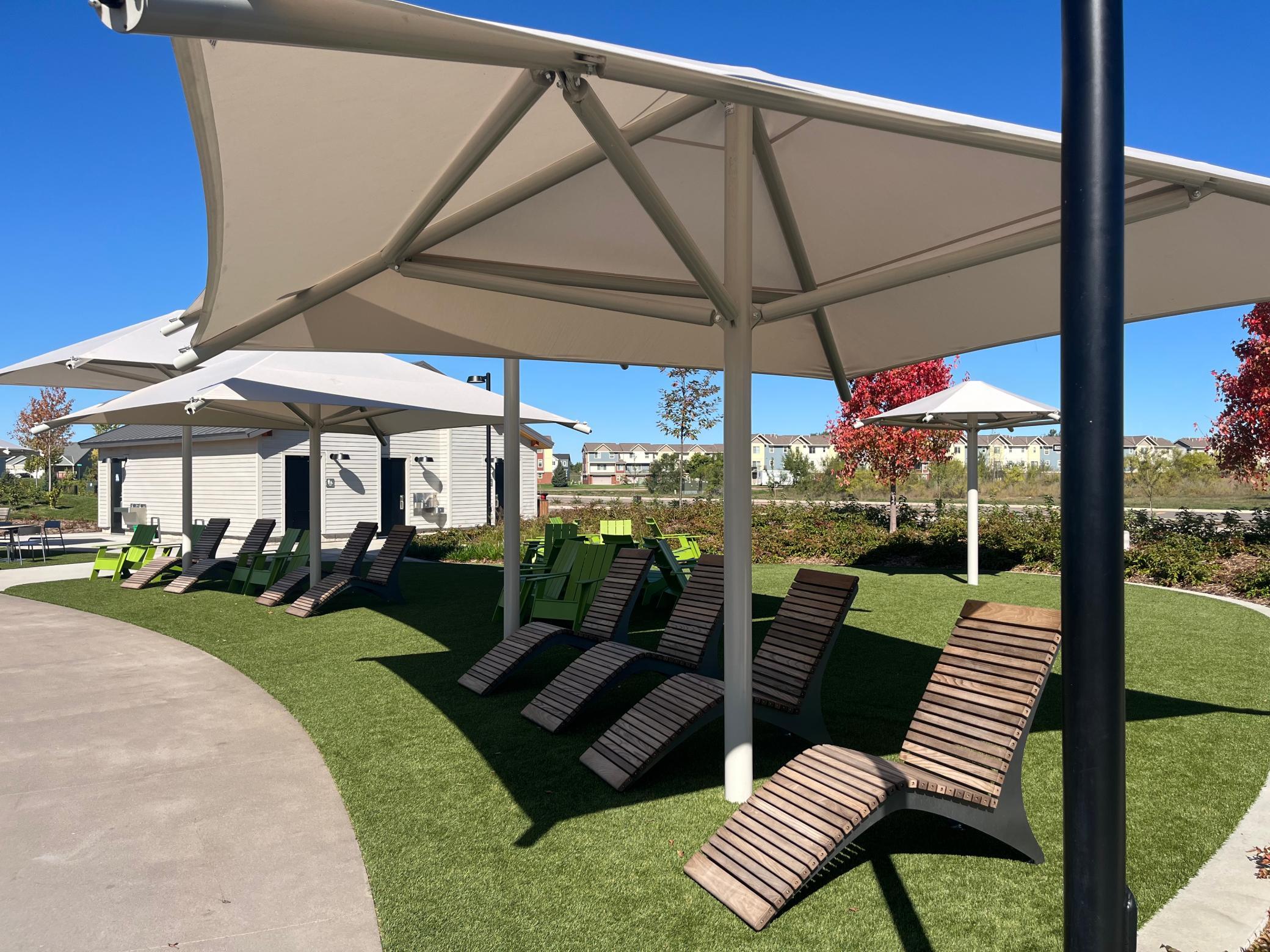 The Waterfront park has so much seating for adults to relax while kids play throughout the 17,000 square foot interactive play area.