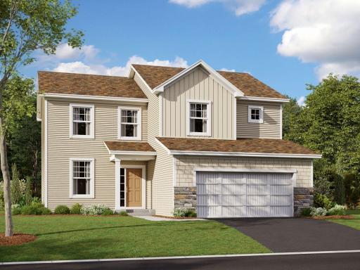 Dearborn-Artist Rendering w/3 Car Garage Illustration Elevation is slightly Different