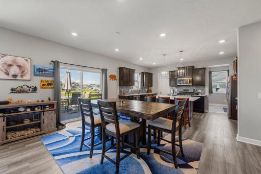 Dining room / kitchen with sliding door leading to 24' x 14' deck.
