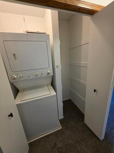 Stackable Laundry In The Hall Closet Also Has Shelving That Will Be Added