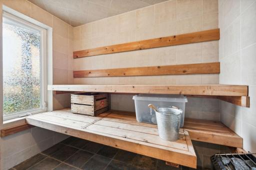 Relax in the lower-level sauna, conveniently located just off the lakeside entry. Perfect for warming up after a day on the water or enjoying year-round wellness.