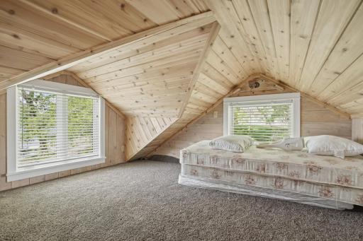 A view of the loft inside the guest house. Perfect for additional sleeping space.
