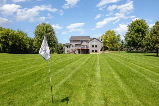 The spacious backyard offers the perfect canvas for unforgettable gatheringsâwhether hosting a BBQ with friends or setting up a lively game of volleyball, golf chipping contest, soccer, frisbee, badminton, or bean bag toss.