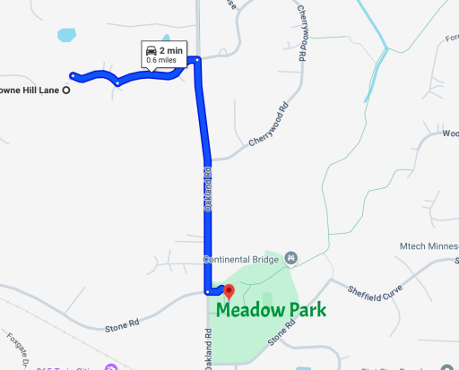 Meadow Park 0.6 Miles down the paved path