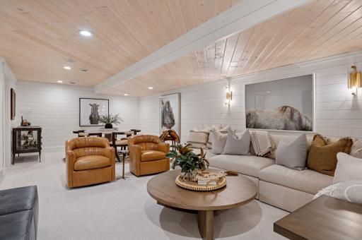 White washed knotty pine tongue and groove ceiling