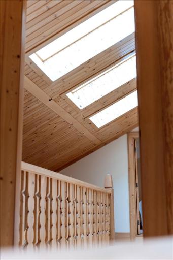 Gorgeous light pours into this space and the sky shows its beautiful array of clouds and blue sky.