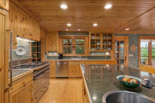Seamless flow was thoughtfully designed so many can fit in the kitchen and prepare those beautiful lakeside meals together.