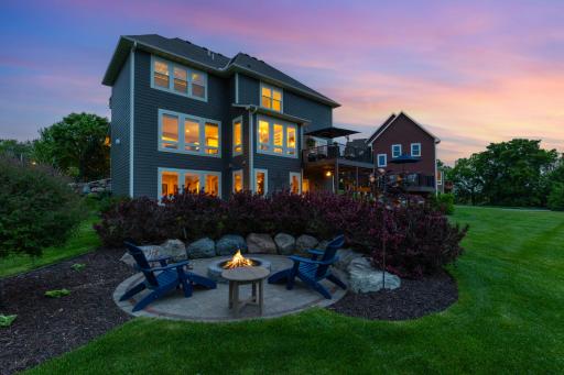 Fountain and firepit add ambiance to your backyard sanctuary