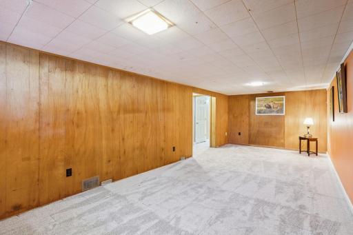 The lower level has a large family room space