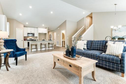 A great view from your living room highlights the open concept and clean sightlines that the Cameron has to offer. **Pictures are of model home; actual finishes will vary.