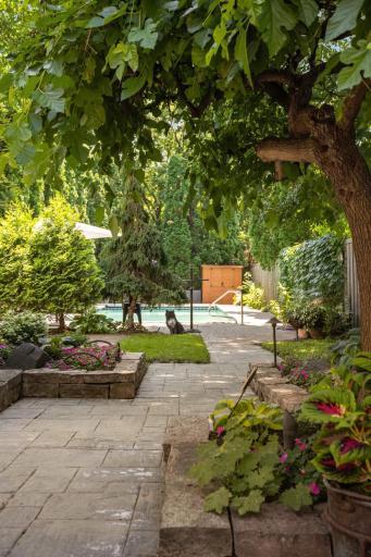 A short walk down to the private pool area offers separate outdoor spaces to enjoy.