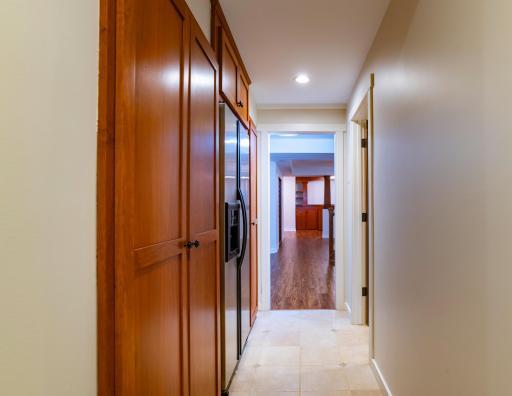 An extra refridgerator in the lower level hallway is perfect for drinks and snacks in the lower level family room!