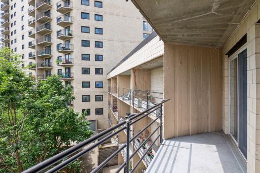 Private deck overlooking resident only courtyard