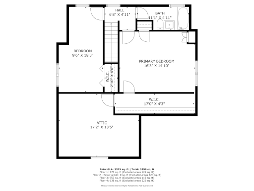 Upper level floor plan.