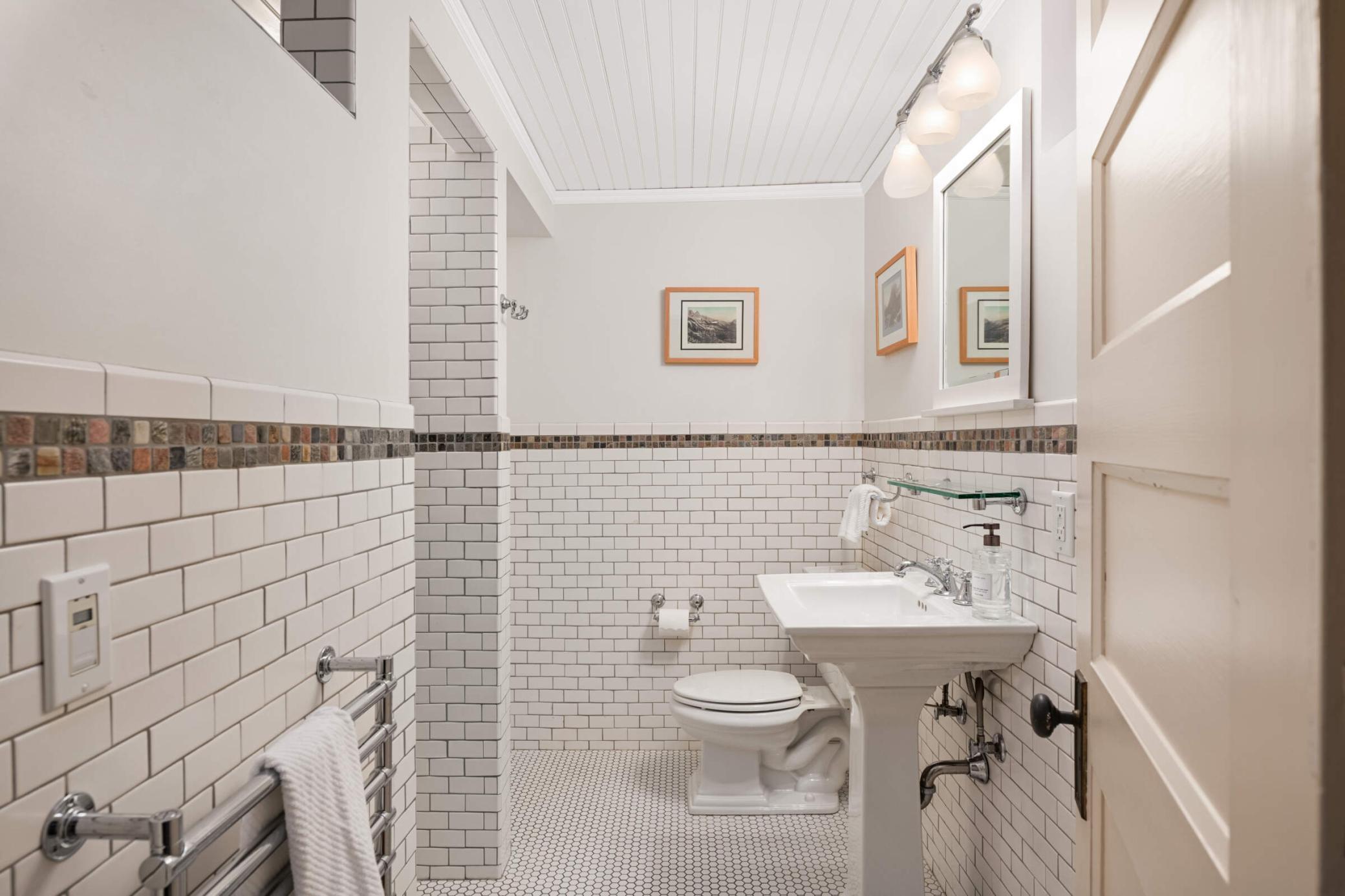 The lower level bathroom is just as beautiful as ones upstairs.