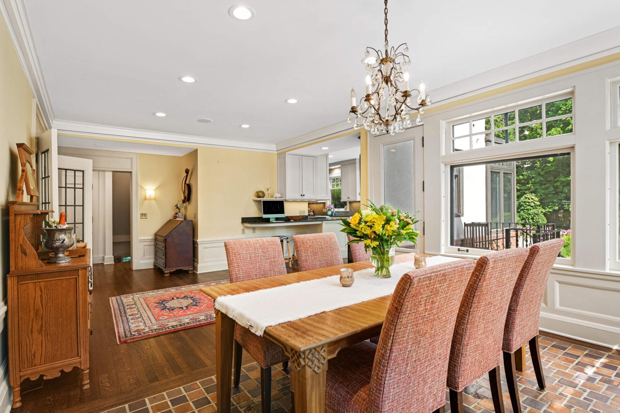 The dining room is open to the kitchen.