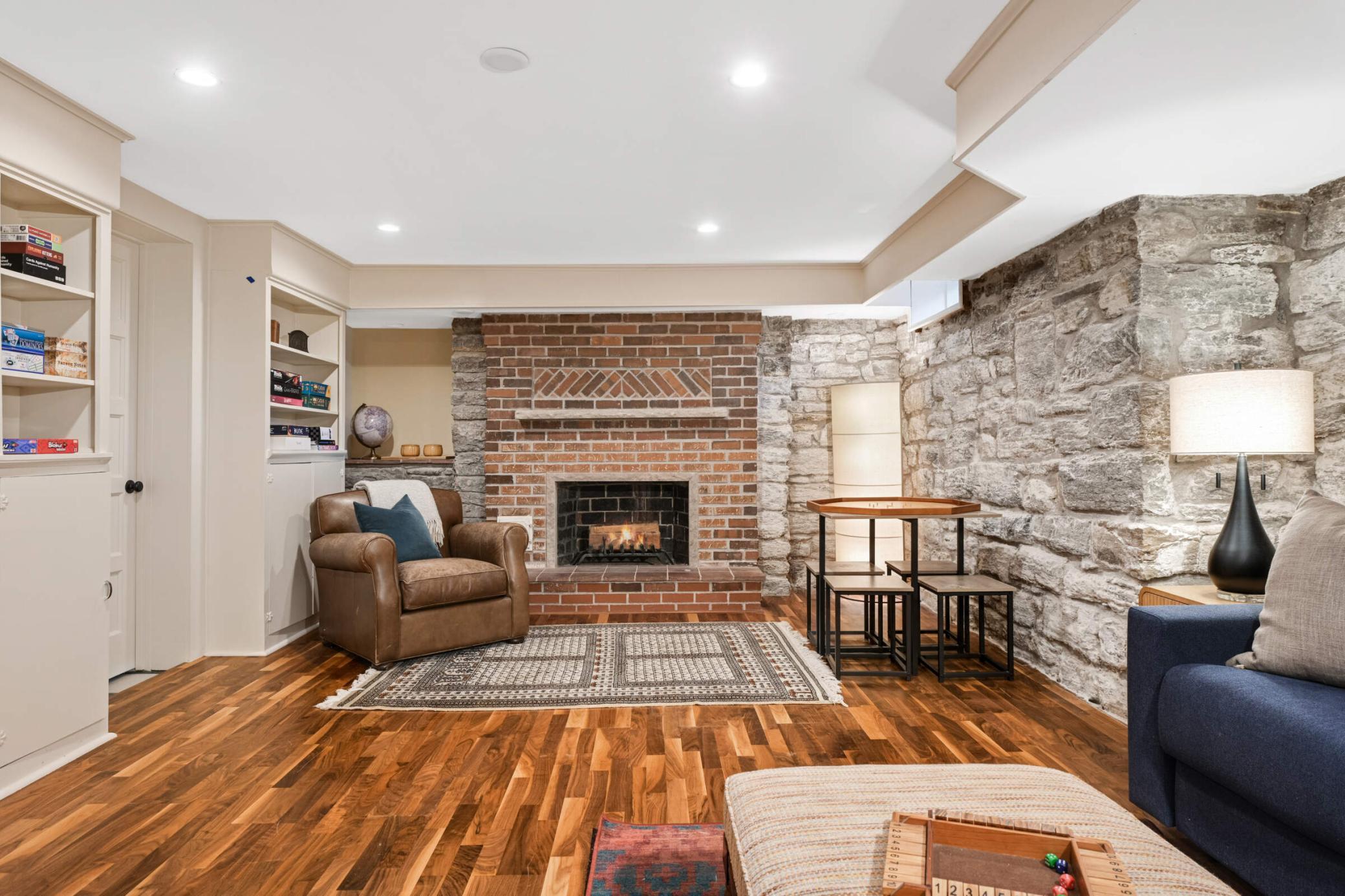 The perfect hang-out space with limestone walls.