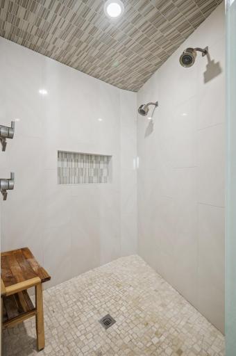 Incredible tile work in the walk in shower