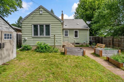 Back yard is perfect for privacy, gardening, pets, or play!