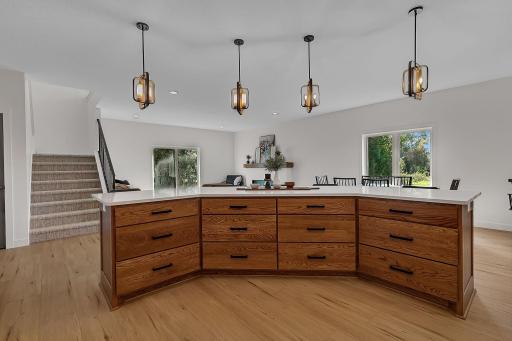 This island offers tons of storage & a great gathering space with clear views to the great room for easy entertaining