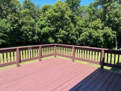 Dining room leads to deck in your very own private backyard