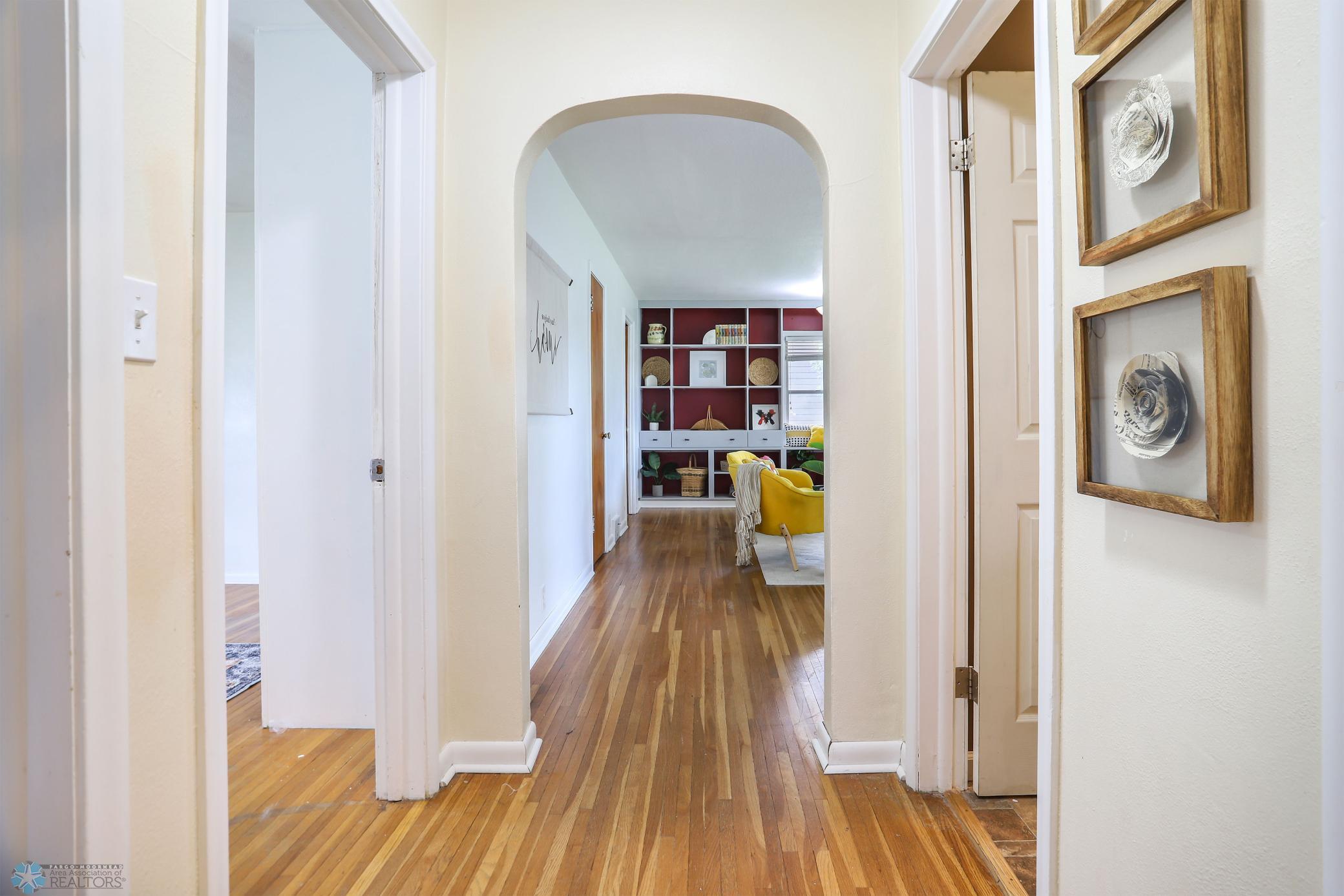 Hallway to bathroom and bedrooms