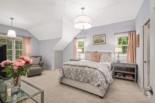 The primary suite addition blends in beautiful with the home