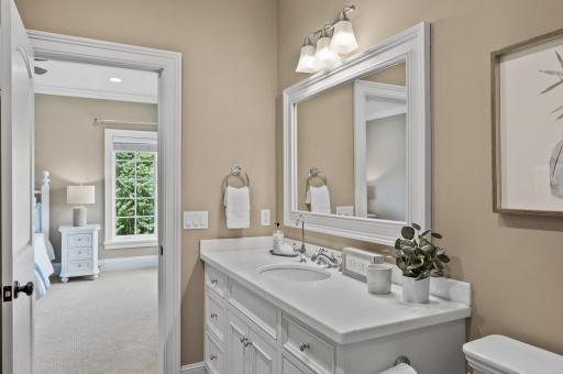 A convenient and well-equipped ensuite bathroom.