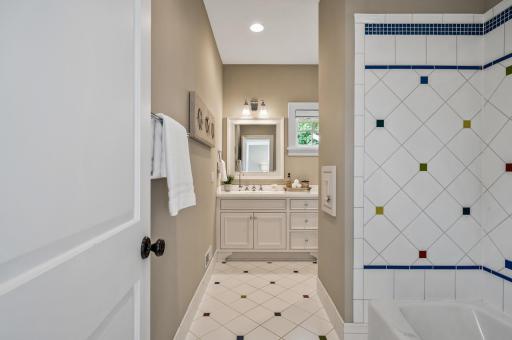 Clean lines and classic style define this upper level ensuite bathroom.