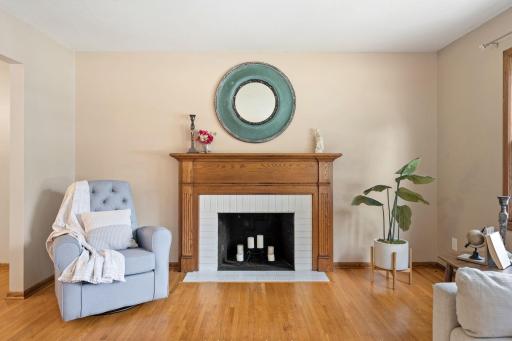 Decorative fireplace in living room