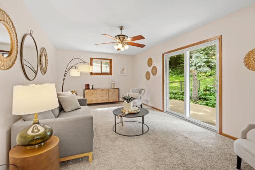 Wonderful main floor family room with slider to the backyard