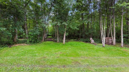 This property offers plenty of wooded space to explore.