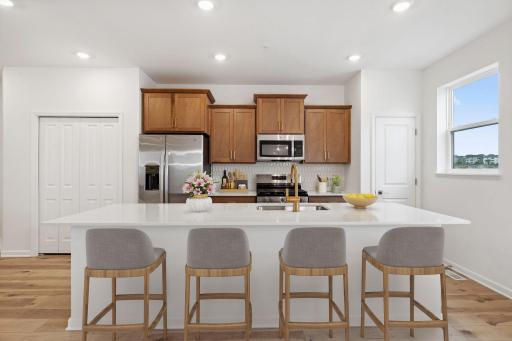 Kitchen with an extended island! Virtual staging.