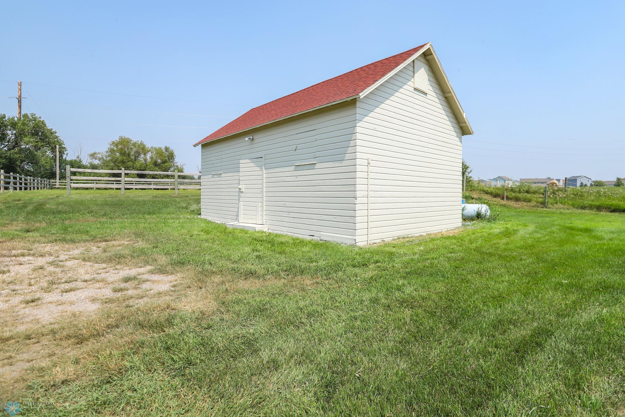 Newly painted granary