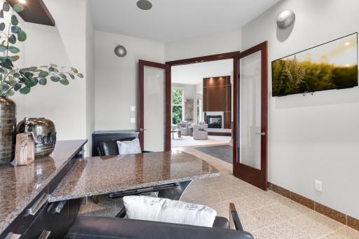 Elegant double doors lead into this multi-use space.