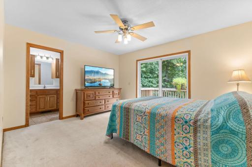Primary bedroom with direct access to a private Â¾ ensuite bath.